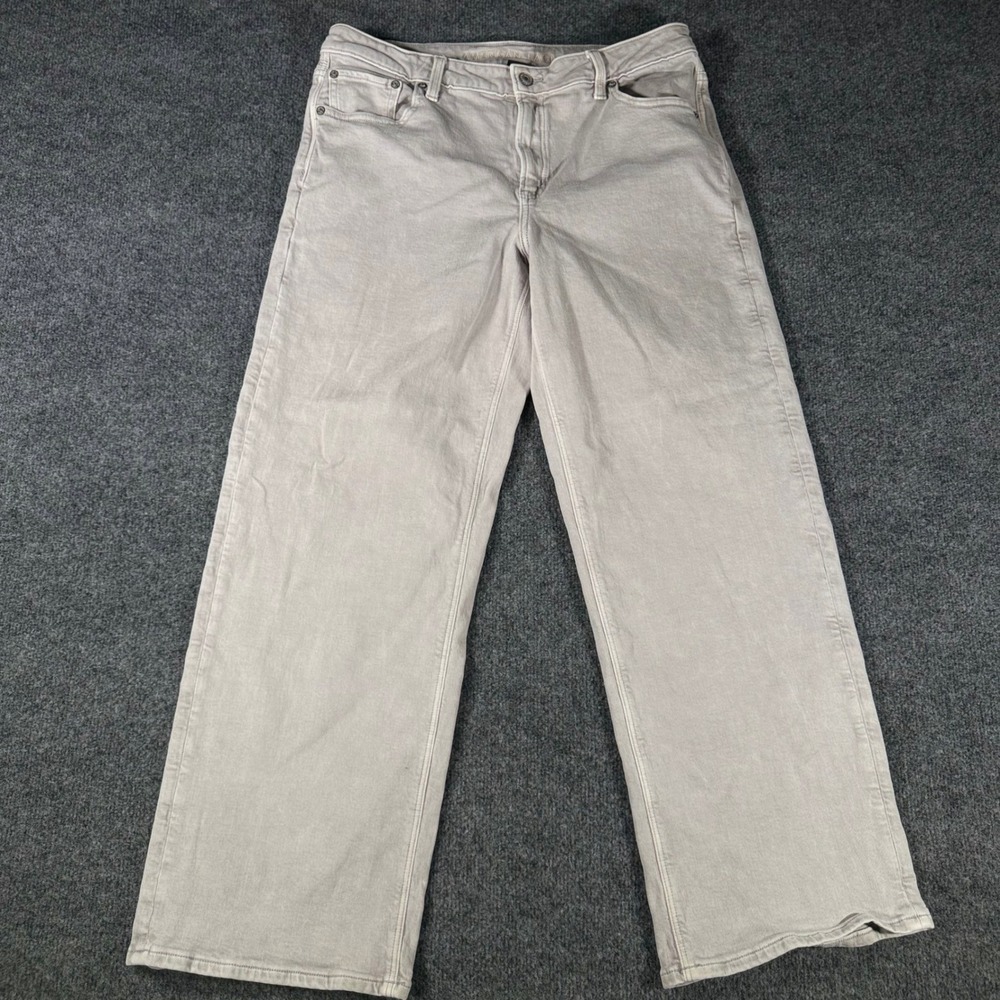 American Eagle AE Stretch High Waisted Stovepipe Jeans Womens 10 Gray Wide Leg